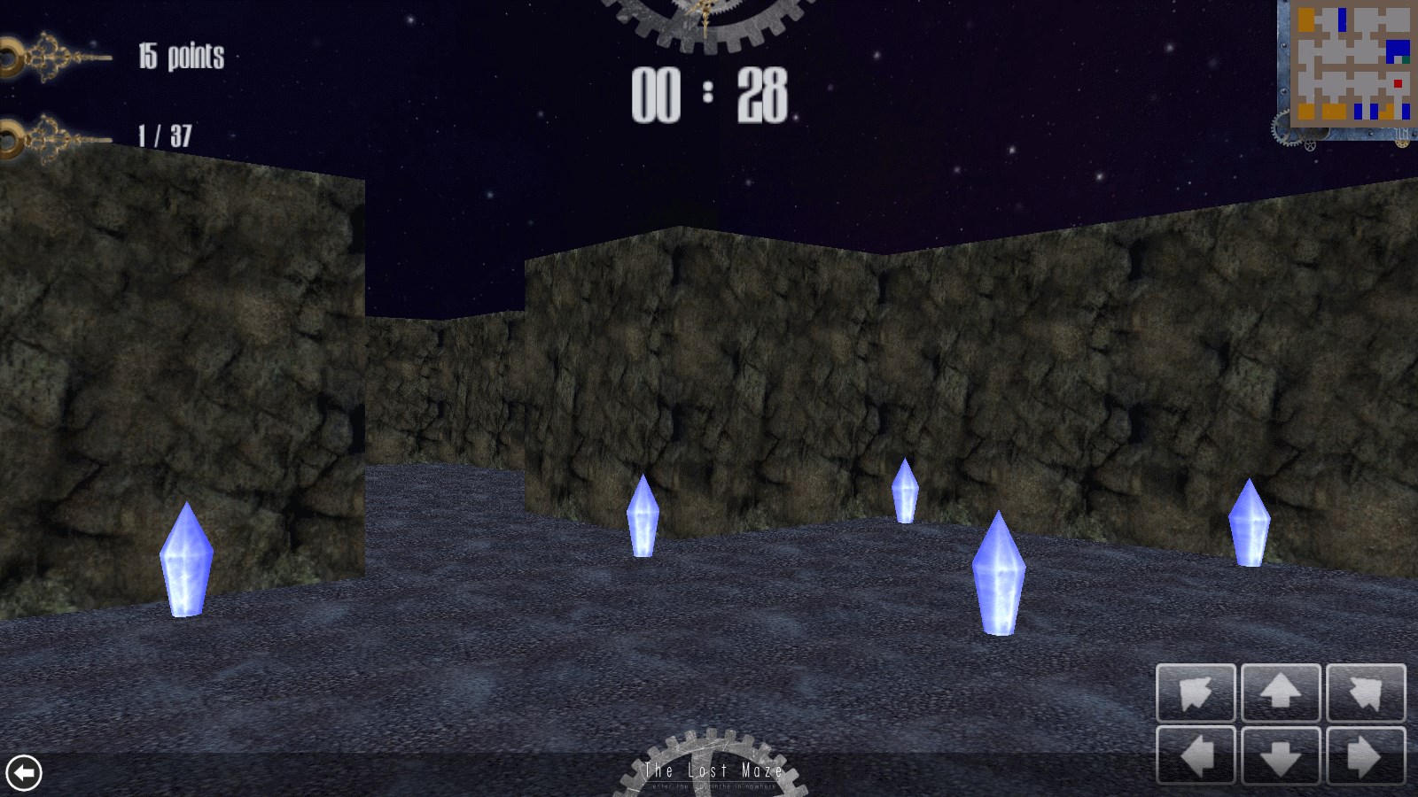 Parcourez les niveaux à la recherche de tous les cristaux