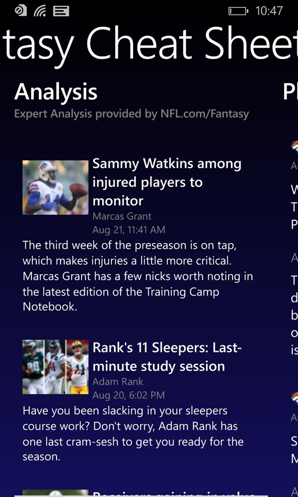 NFL Fantasy Football Cheat Sheet & Draft Kit 2014 Now Available In Windows  Store - MSPoweruser