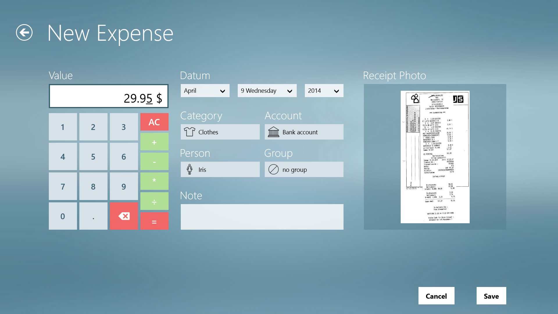 MoneyControl for Windows 10