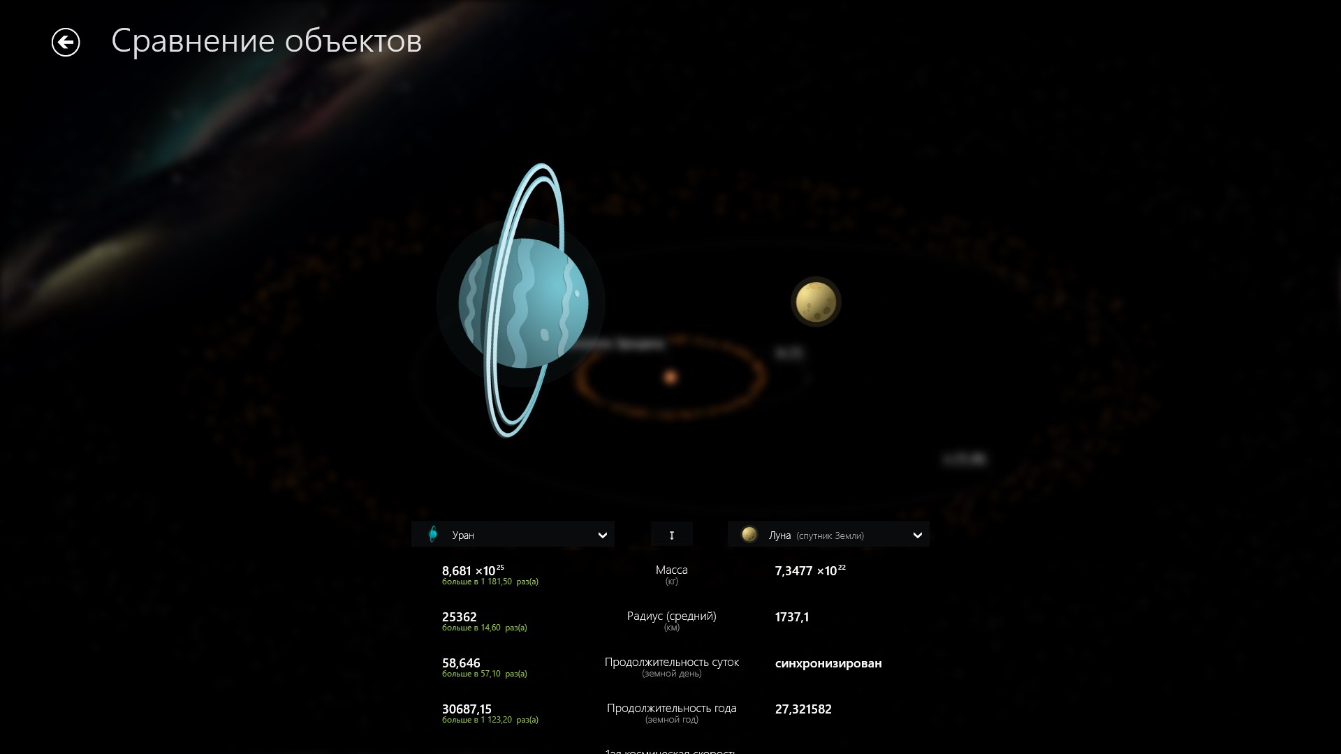 Сравнивай размеры небесных тел и их характеристики