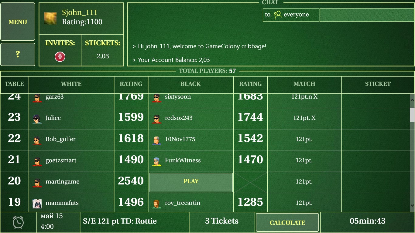 Cribbage Live Online for Windows 10