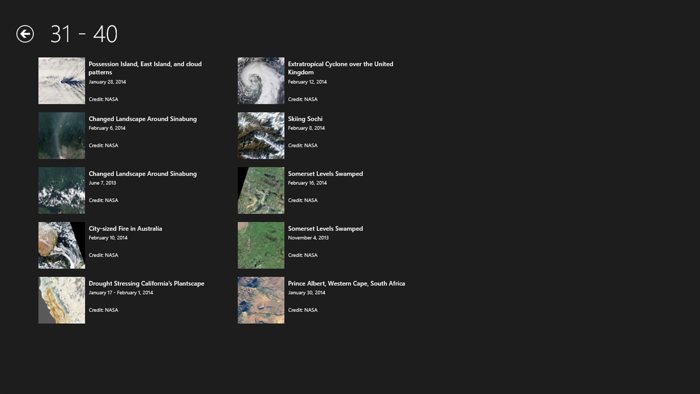 #5. NASA Earth Observatory (Windows) 由: EspooTeam
