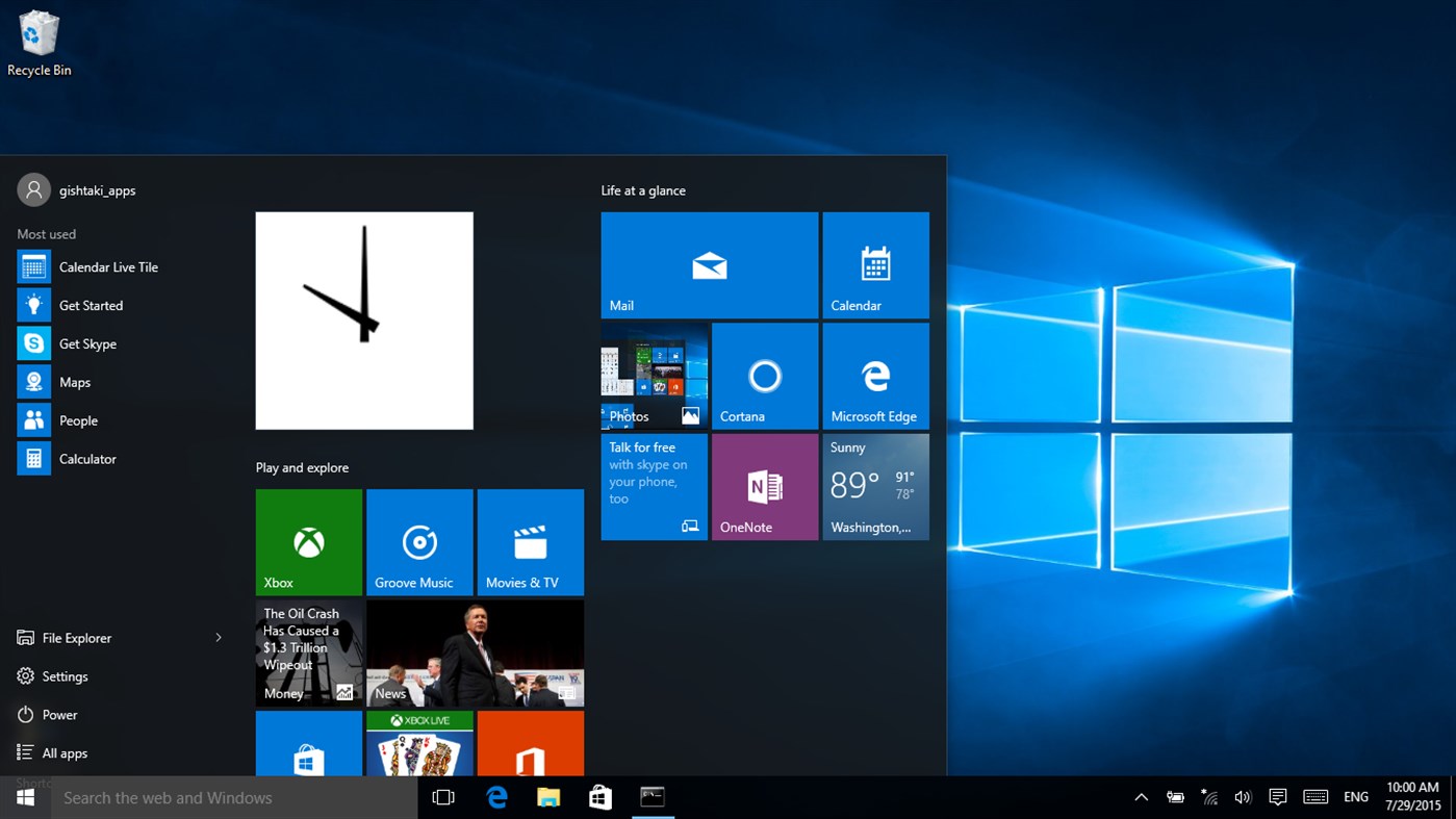 #5. Analog Live Tile Clock (Windows) Με: gishtaki