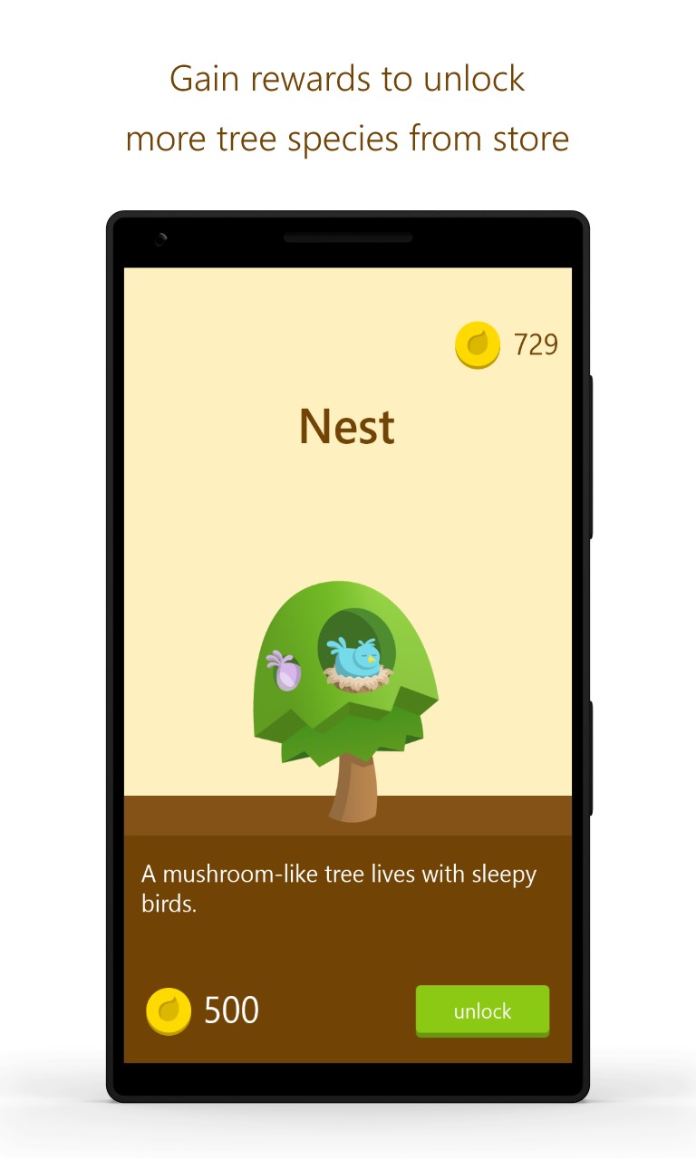Screenshot: Gain rewards to unlock more tree species from store