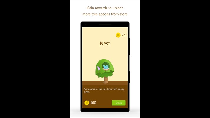 Screenshot: Gain rewards to unlock more tree species from store