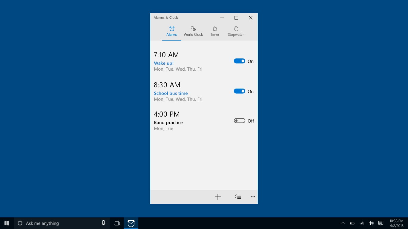 Windows Alarms & Clock