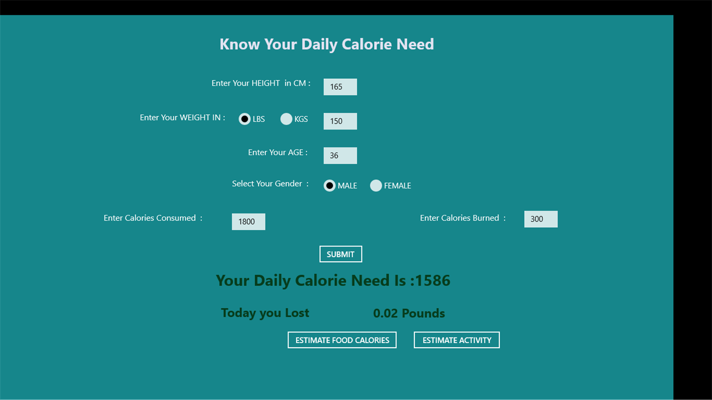 #1. Daily Calories (Windows) От: ALLAM KALYANA