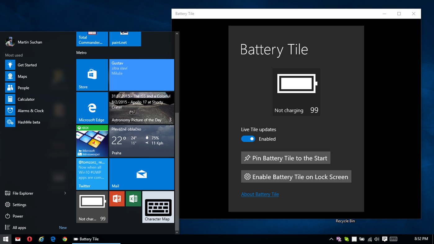 #2. Battery Tile (Windows) Av: Martin Suchan