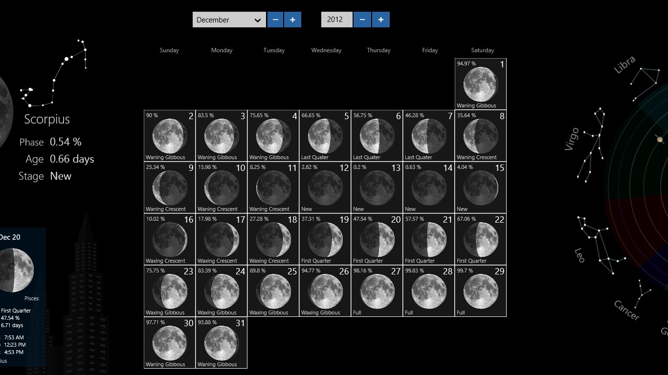 Moon's age Moon phases