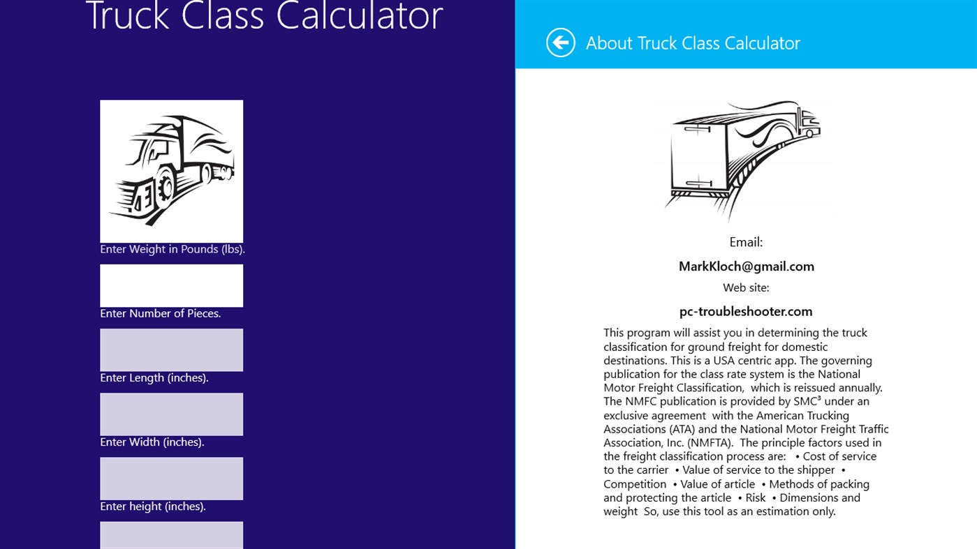 #3. Truck Class Calculator (Windows) 由: MarkKloch
