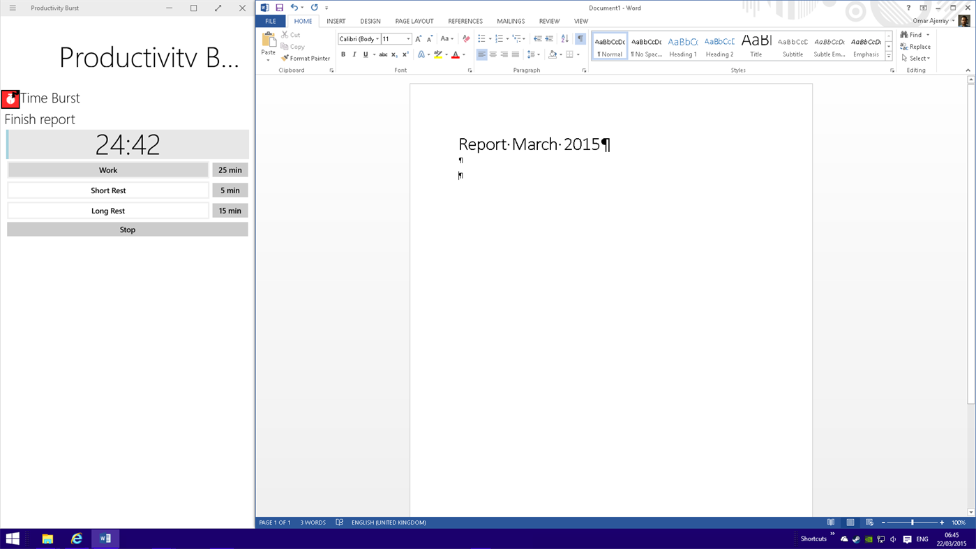 #1. Productivity Burst (Windows) Podle: Omar Ajerray