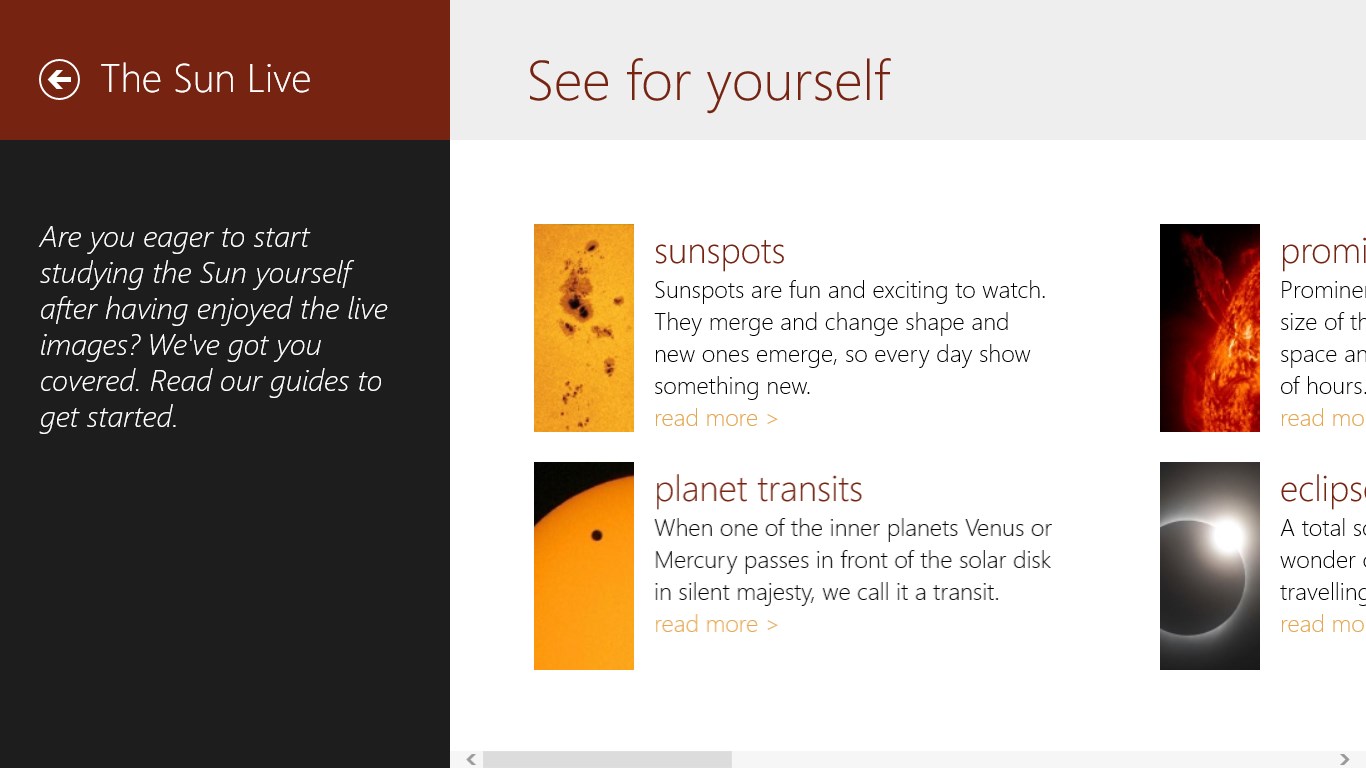 See for Yourself teaches you how to observe the Sun with you own eyes!