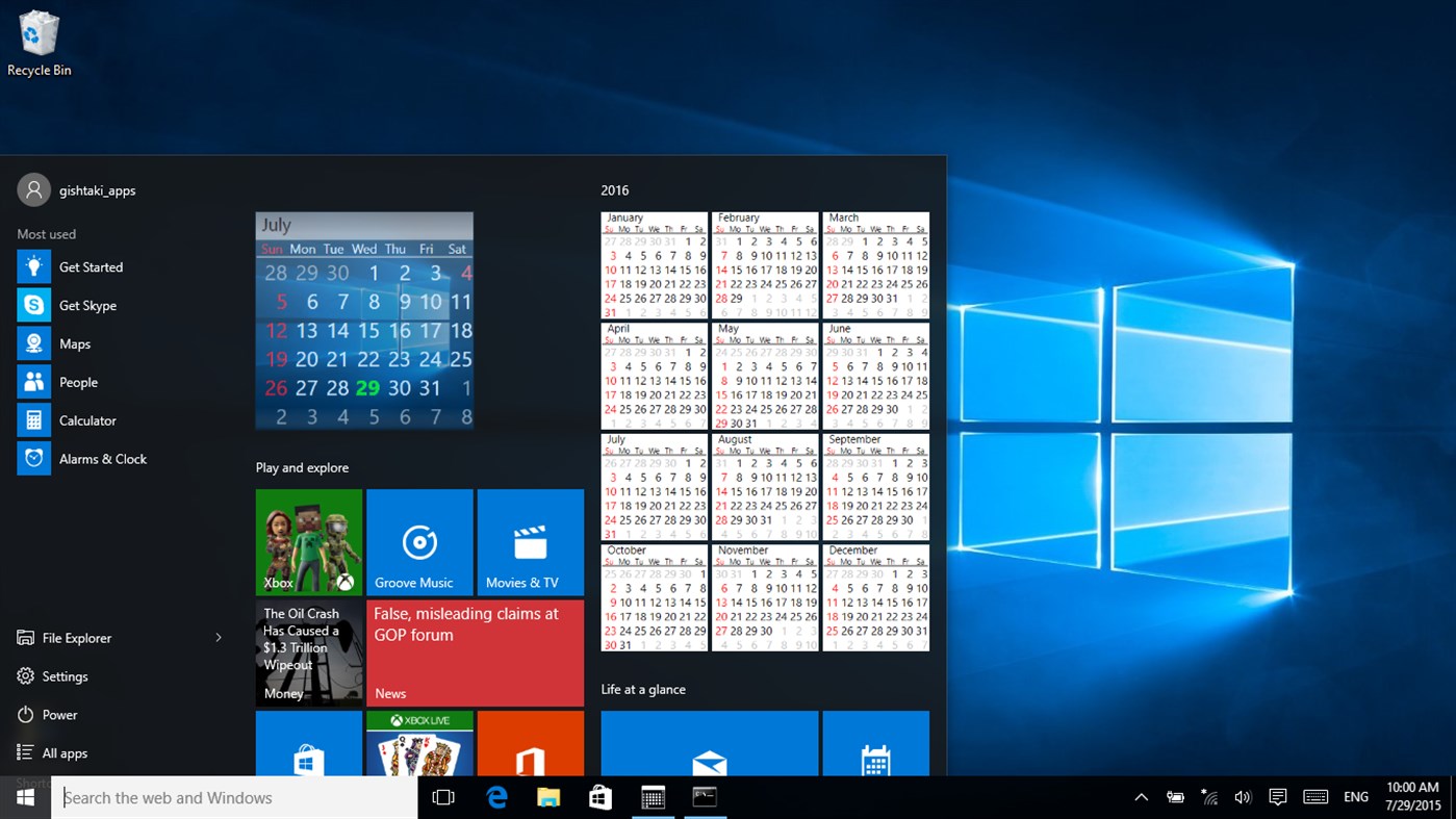 #1. Calendar Live Tile (Windows) Ved: gishtaki