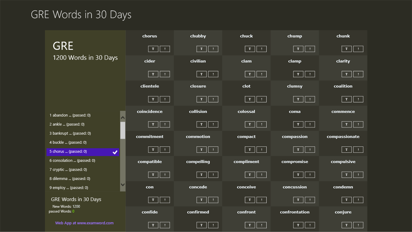 #1. GRE Words in 30 Days (Windows) 게시자: English Test Vocabulary