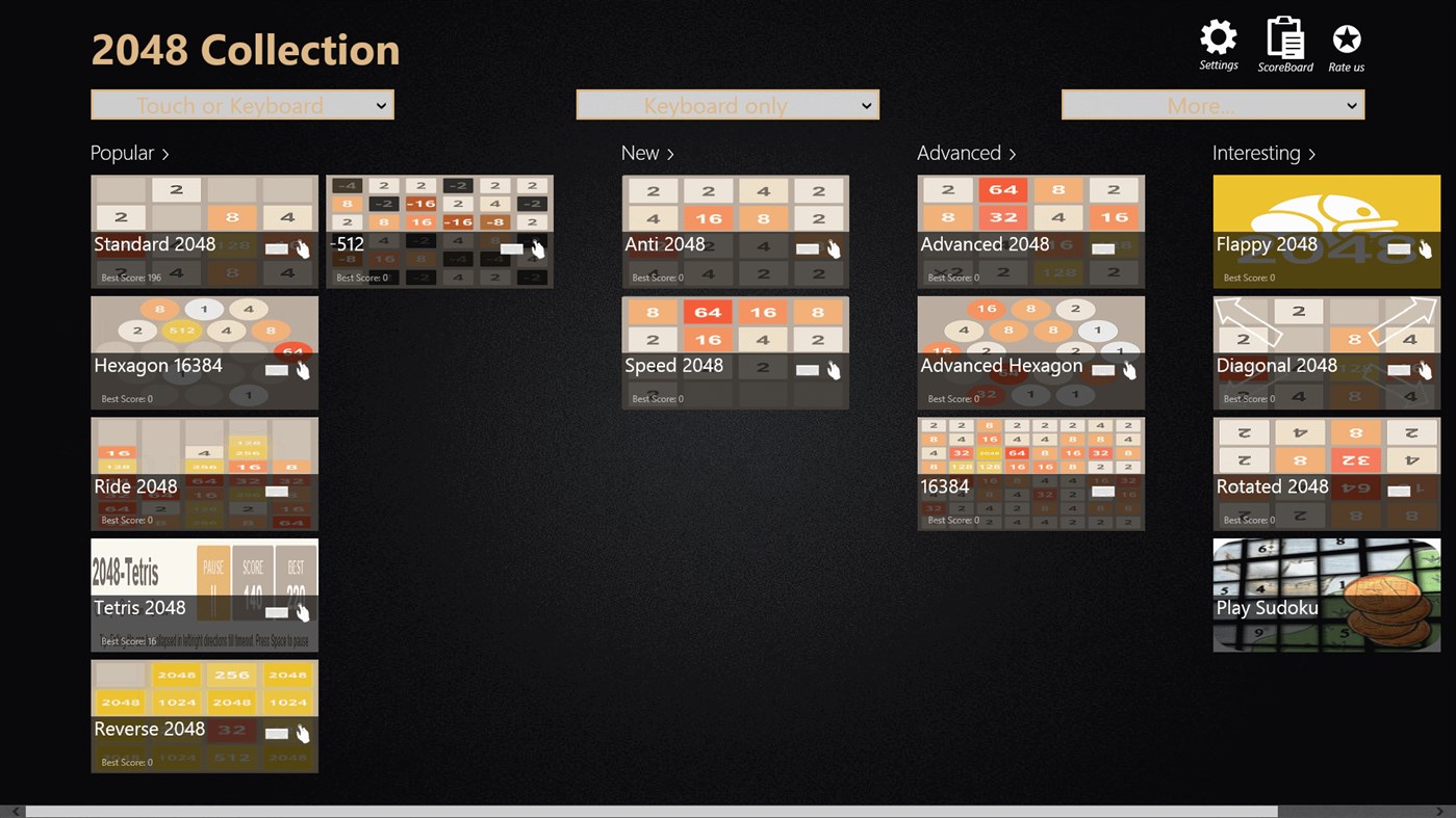 #1. 2048 Collection: 12 Game Boards (Windows) By: Prabh Arora