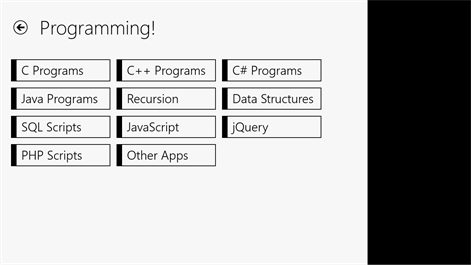Screenshot: Different Programming Languages.