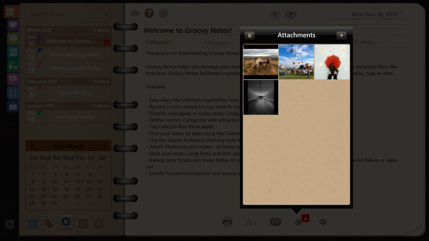 #2. Groovy Notes - A Digital Organizer (Windows) โดย: XLabz Technologies
