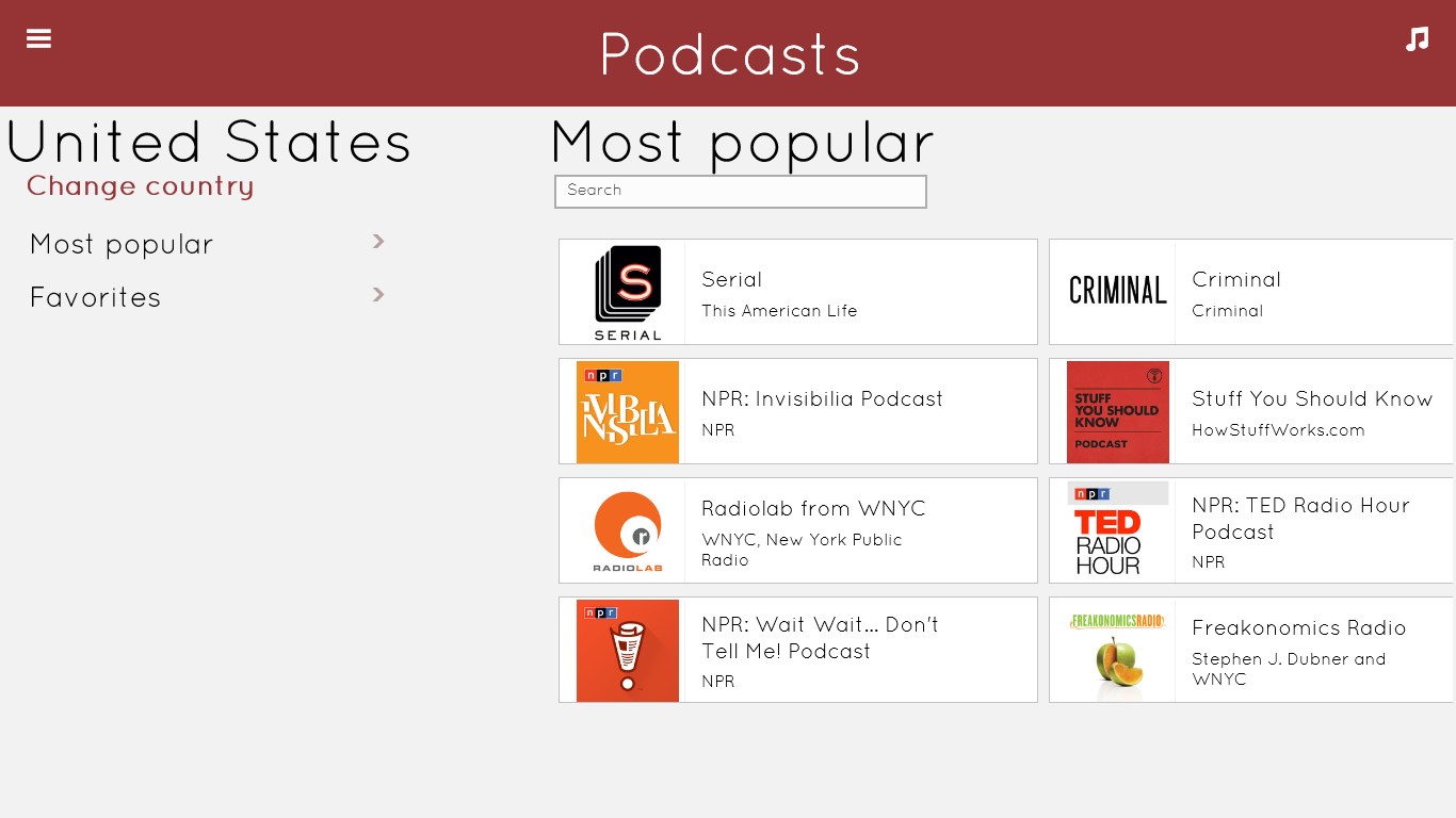 "MYTUNER Radio  for Windows". "MYTUNER  for Windows". World Radio for Windows 10. Podcast popularity since 2005.