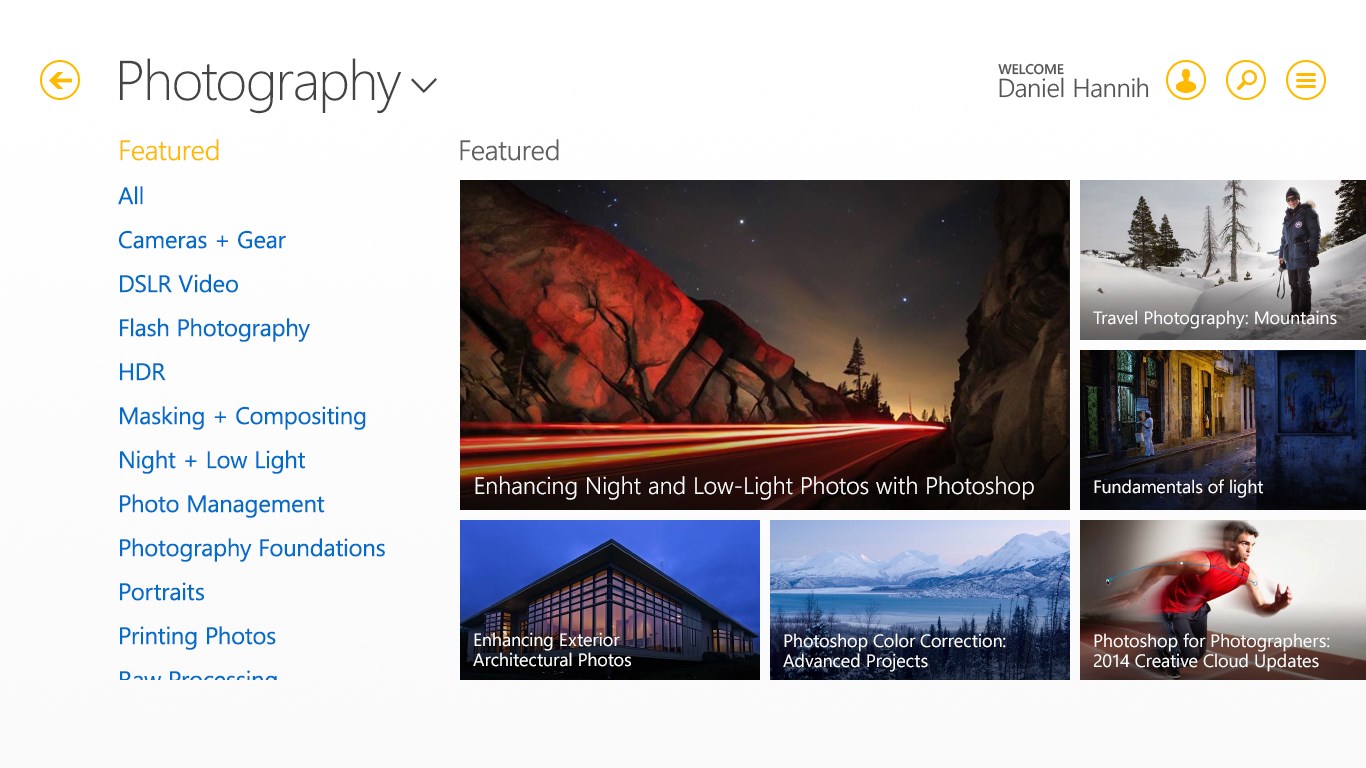 Find courses to watch by subject or software