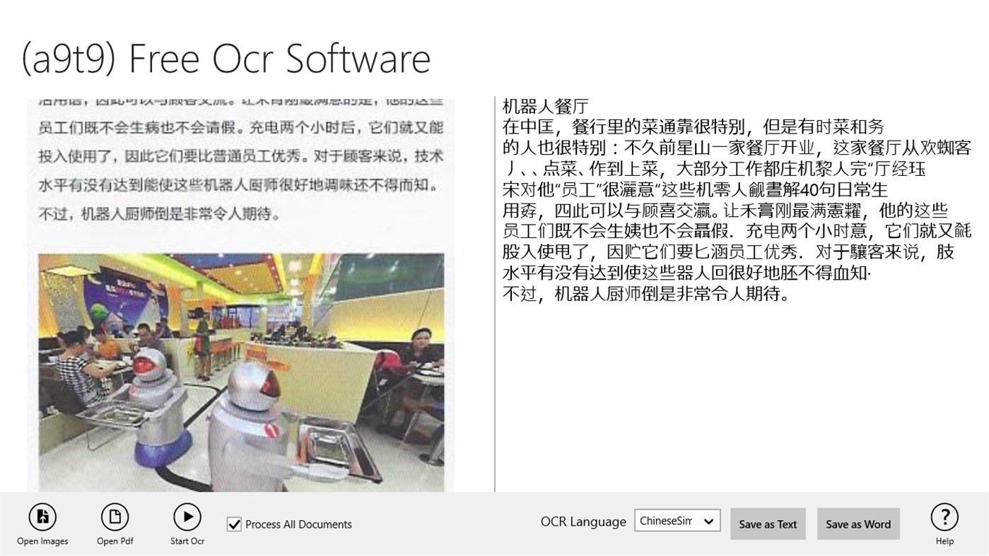 #2. (a9t9) Free OCR Software (Windows) Podle: A9T9 (Autonomous Technology)
