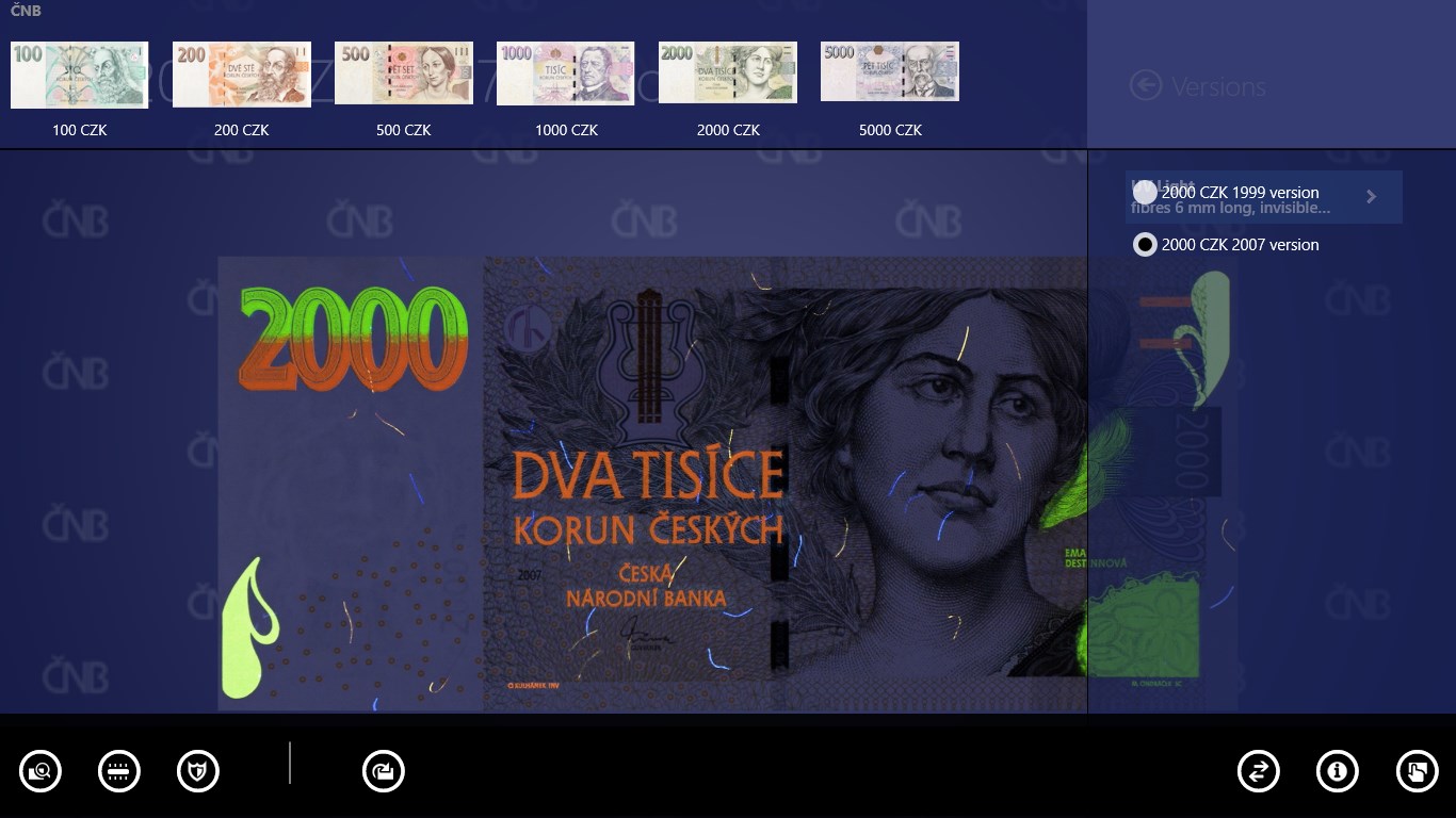 Banknote detail with UV light