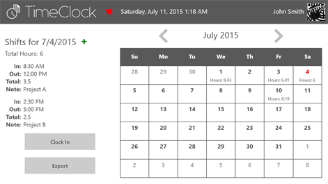 Timeclock Screenshots 1