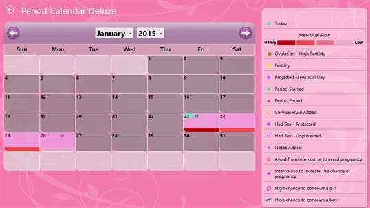 Period Calendar Deluxe screenshot 2