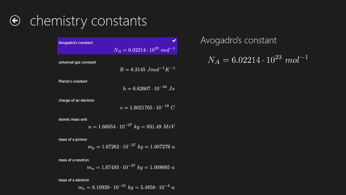 Science Formulas screenshot
