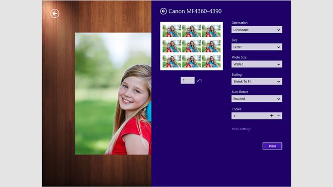 Print Image: print images with one of our pre-defined templates including wallet-size, 4x6, 8x10, and full-page.