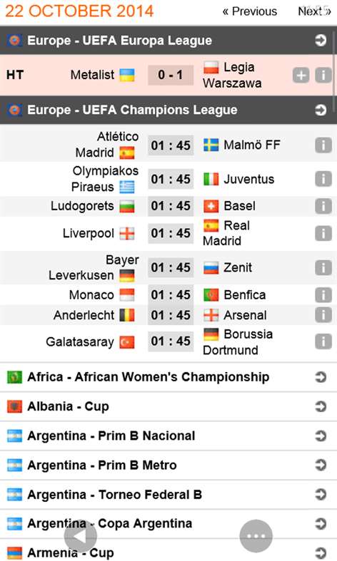 Soccerway Live Screenshots 1