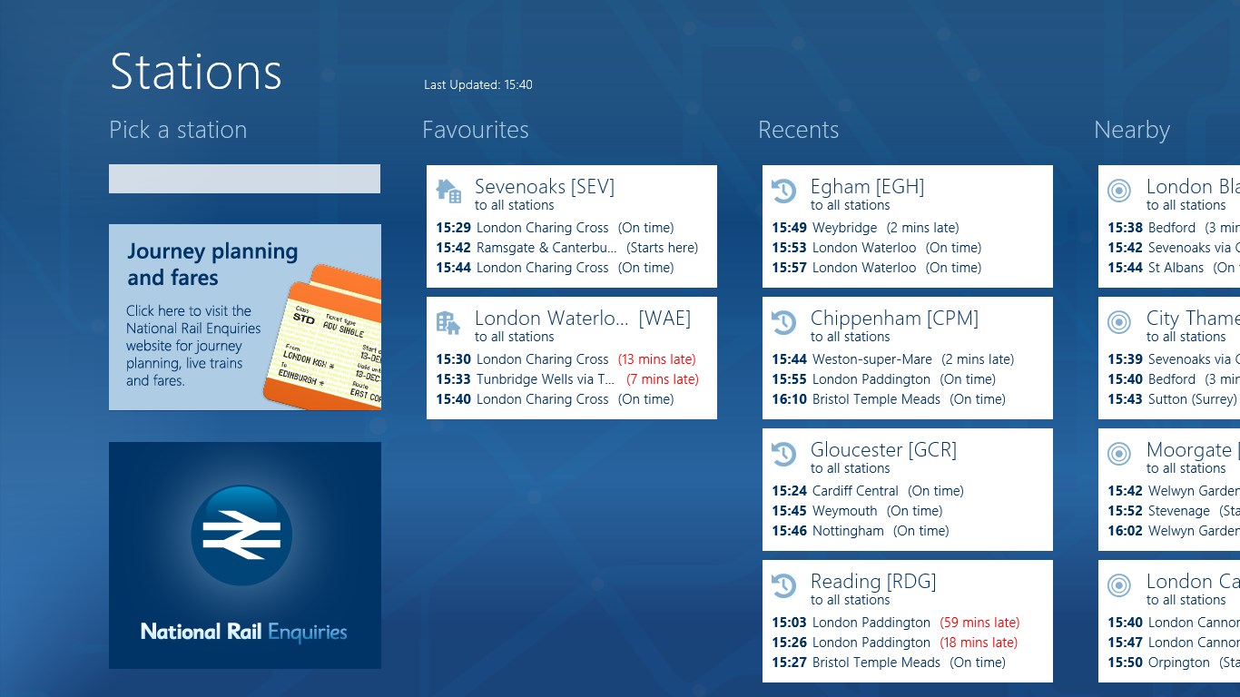 National Rail Enquiries Windows Apps Appagg
