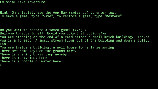 Что в игре colossal cave adventure использовалось для отображения