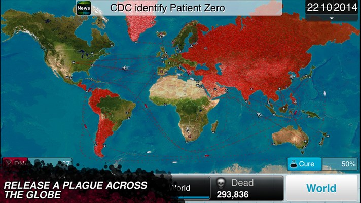 Screenshot: Release a Plague across the globe